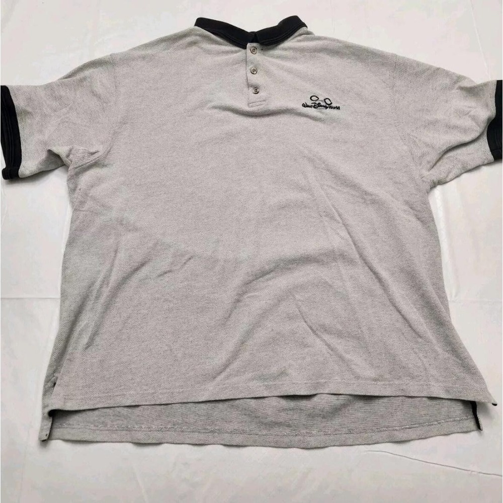 Vintage Walt Disney World Polo Shirt Mens 2XL Gray Black Embroidered Mickey 90s